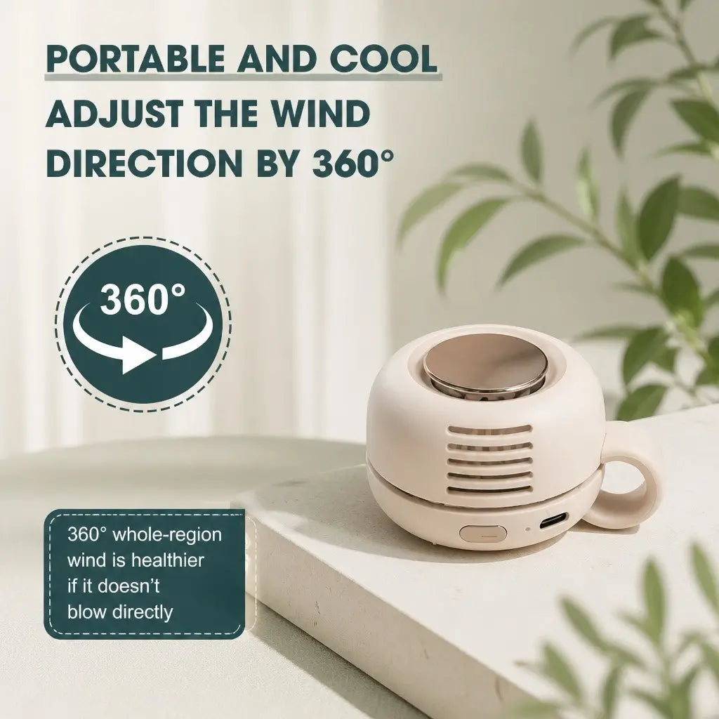 Portable Silent Mini Bladeless Electric Fan,Adjustable 3-speed Suspended Waist Fans,Phone Cooling Fan,Personal Fan,Rotating BodyFan Suitable for Outdoor Travel,fathersdaygift,rechargeable personal fan,handheld turbo fan,Perfect Gift