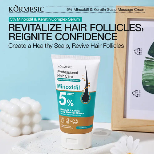 [BUY 1 GET 1 FREE]KÖRMESIC 5% Minoxidil Hair Growth Scalp Massage Cream with Keratin & Ginger for Men Women Prevents Loss Repairs Follicles Promotes Fast Regrowth Strengthens Roots Buy 1 Get 1 Free