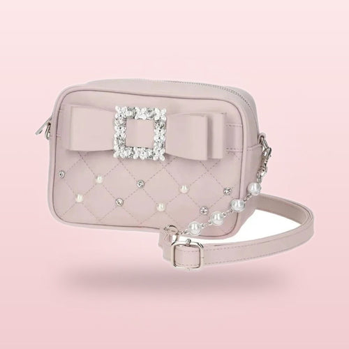 Y2K Pearl Bow Crossbody Bag roze